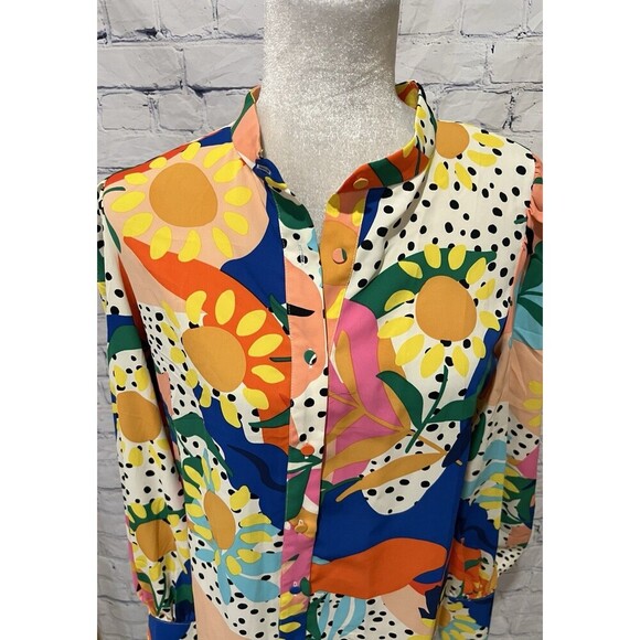 Kirundo Top Womens Small Blouse Bright Floral Top Sunflower Abstract NWT New - Picture 2 of 8